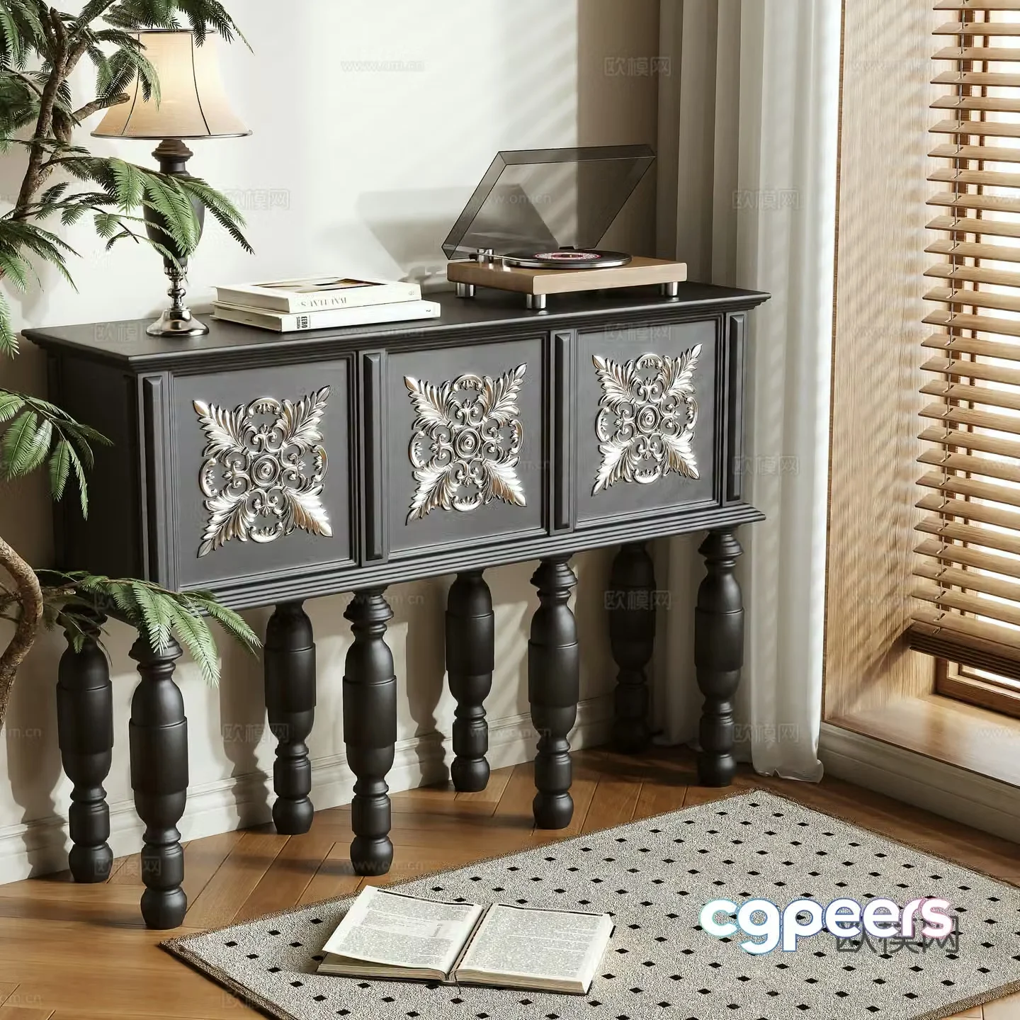 French entryway cabinet 3d model