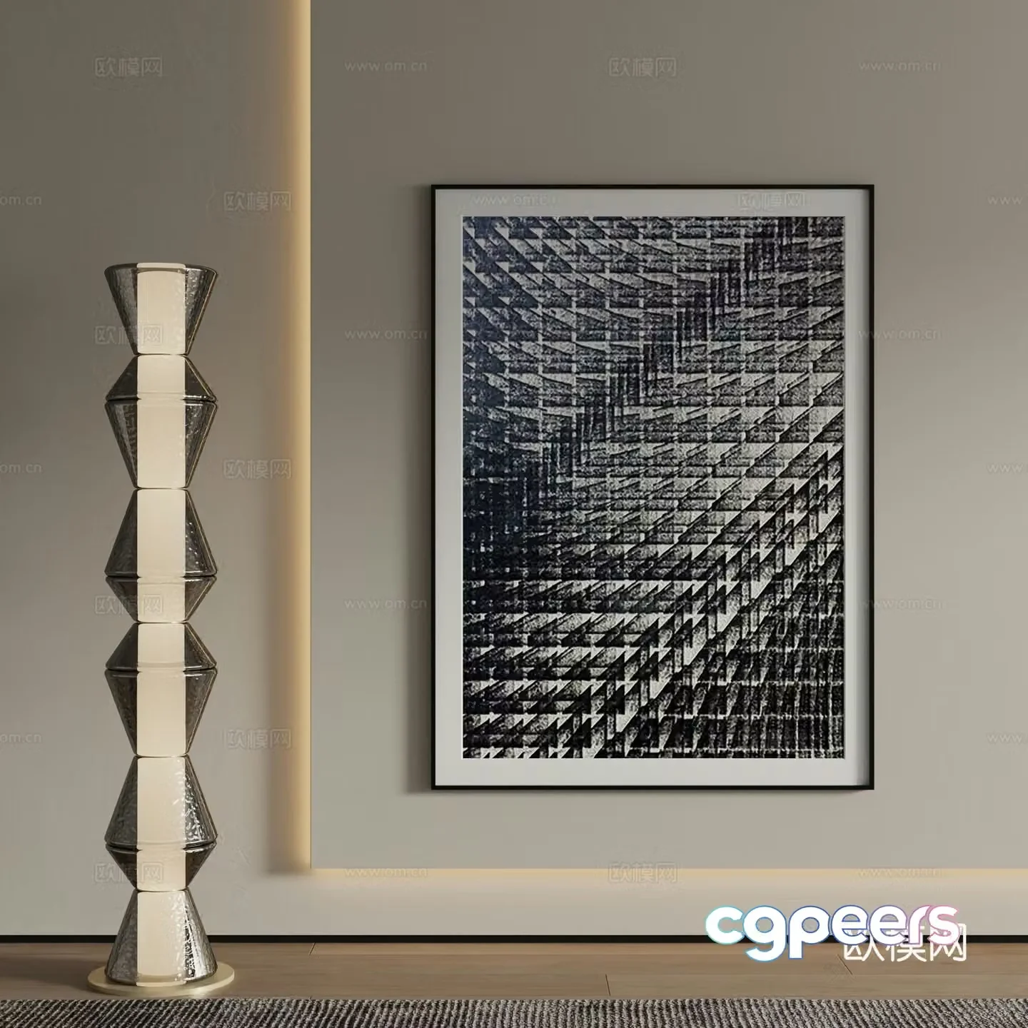 Modern abstract painting Decorative painting 3d model