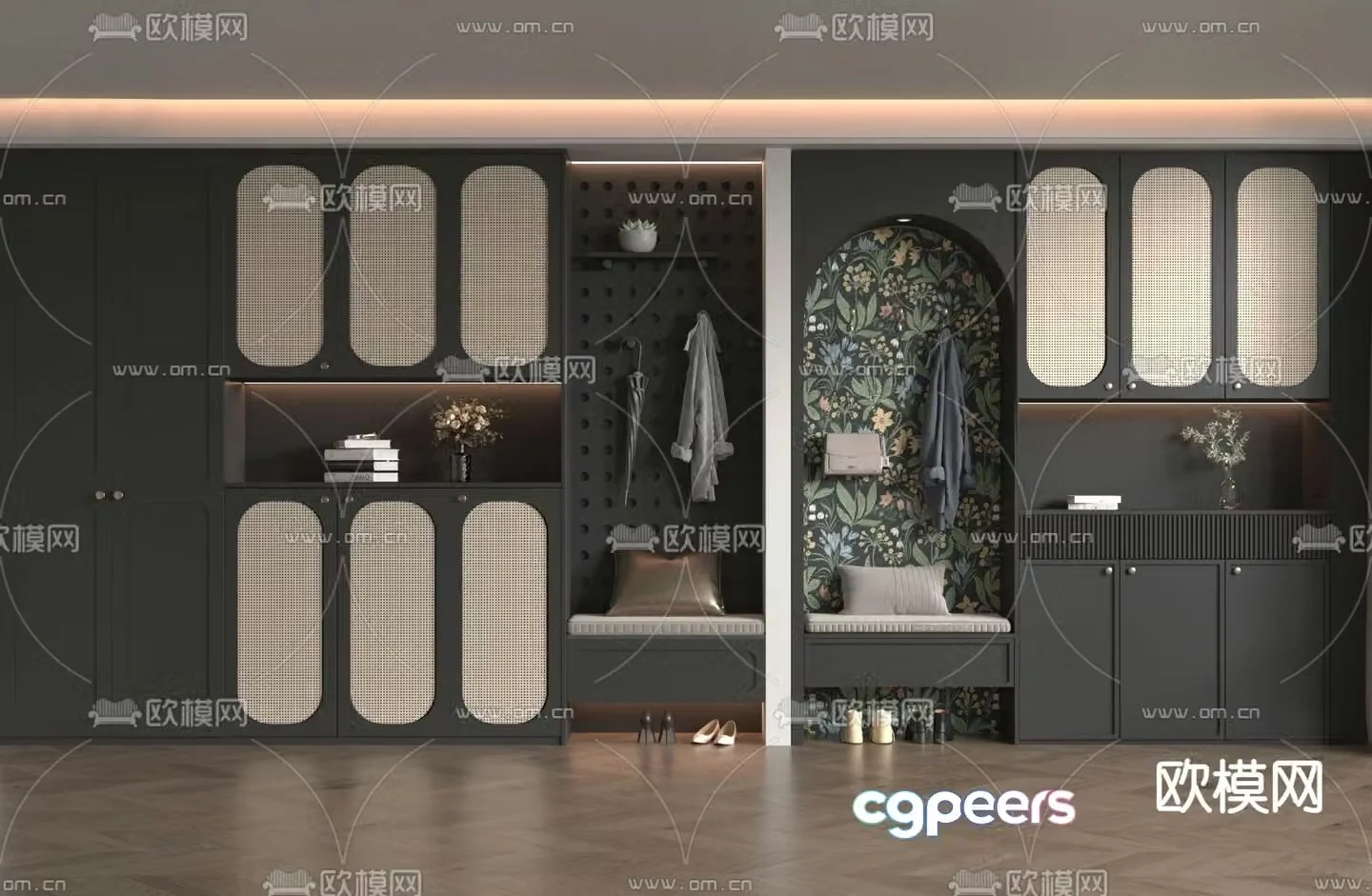 French entryway shoe cabinet 3d model