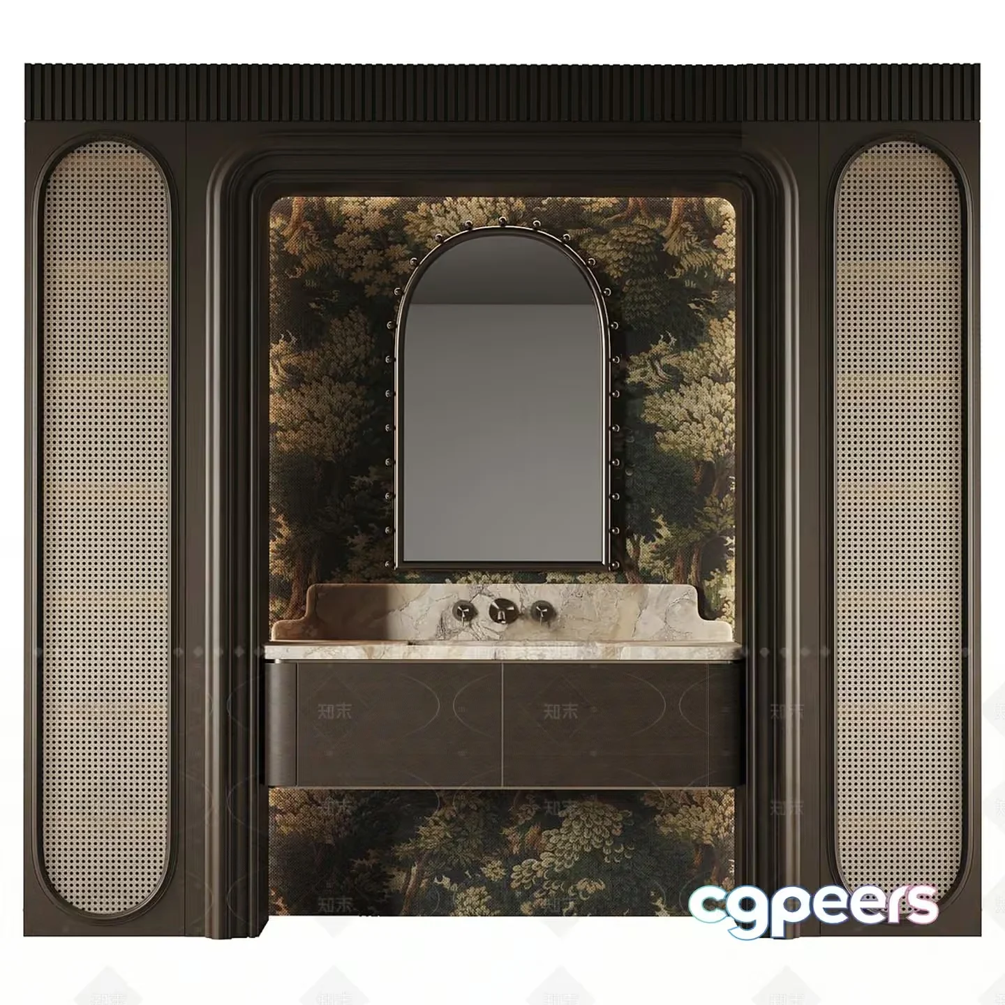 A Vanity Mirror With A Marble Countertop 3D Model – 18182 – VRAY Render