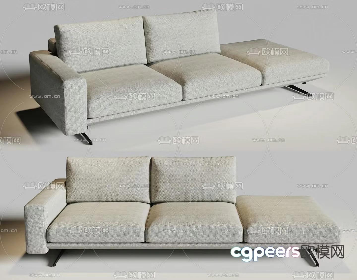 Modern sofa cotton and linen sofa chaise longue 3d model