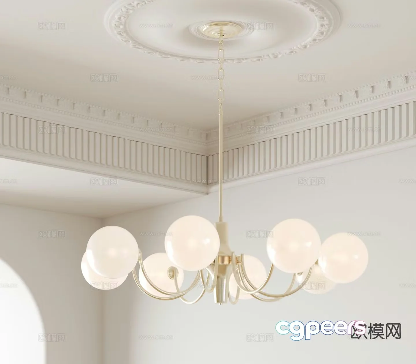 French chandelier multi-head chandelier 3d model