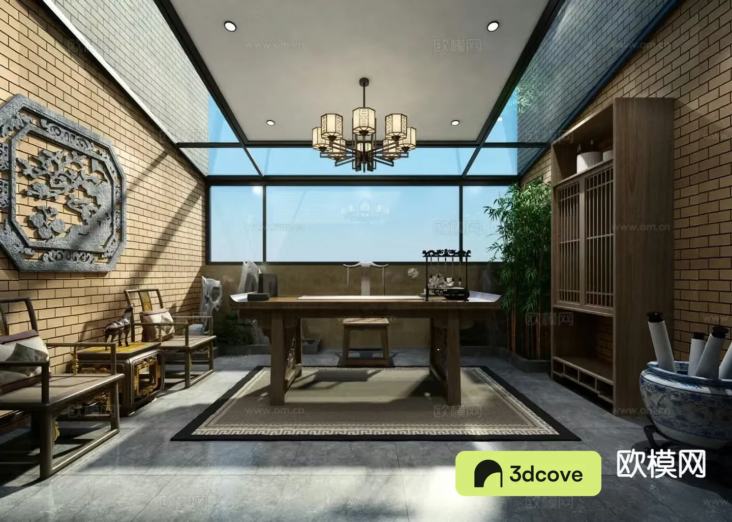 New Chinese style sunroom study
