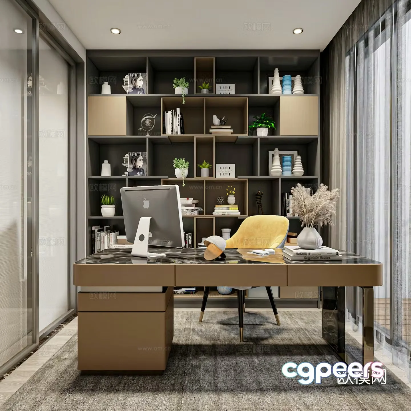 Modern study room 3d model