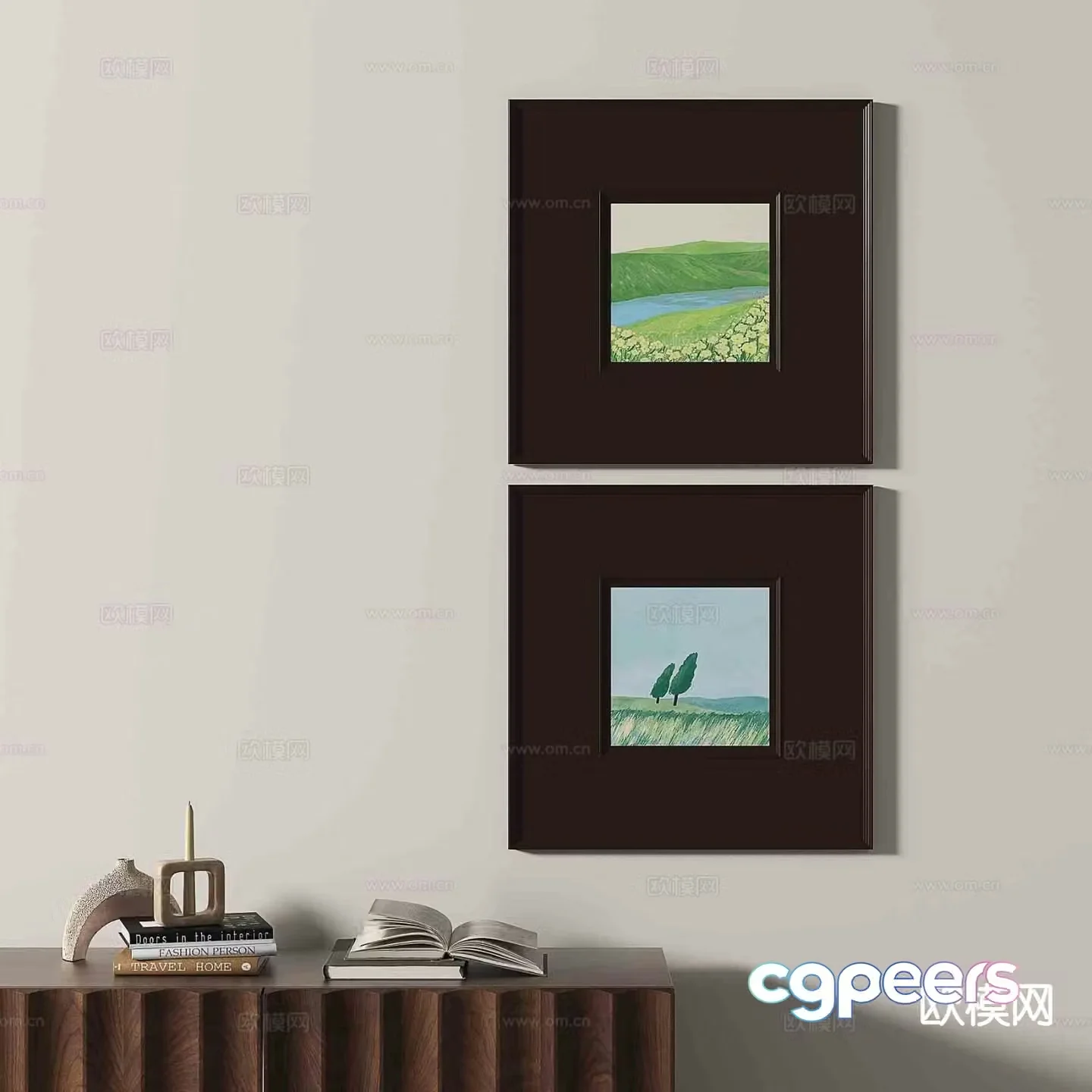 Wabi-sabi retro hanging painting art painting decorative painting 3D model