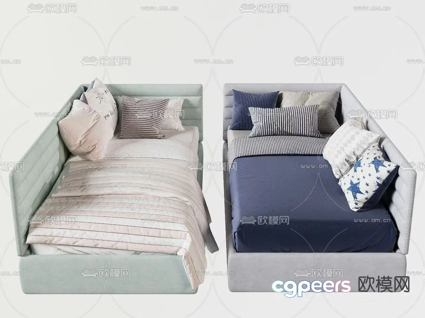 Nordic children’s bed single bed 3d model