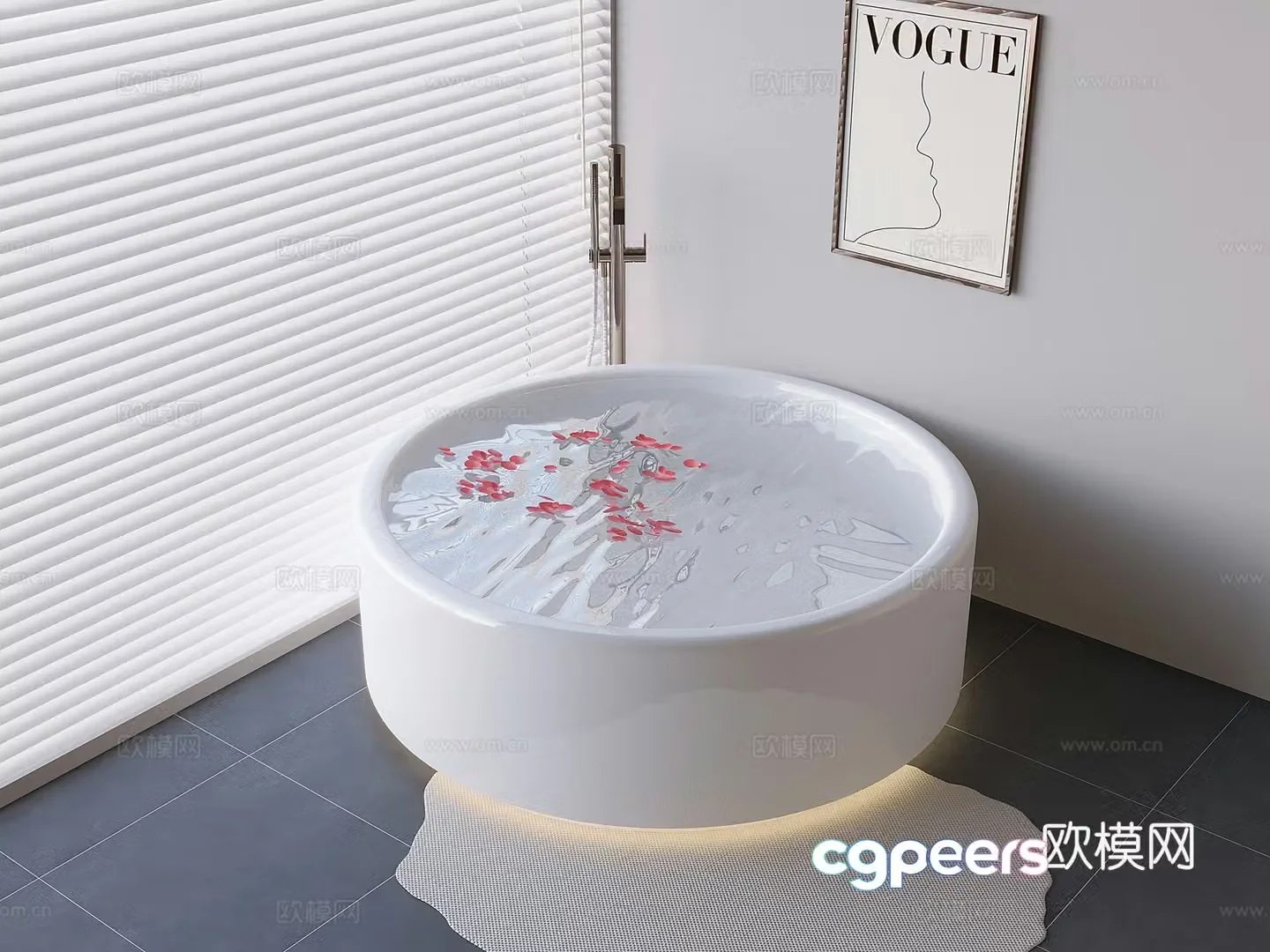 Acrylic round bathtub 3d model