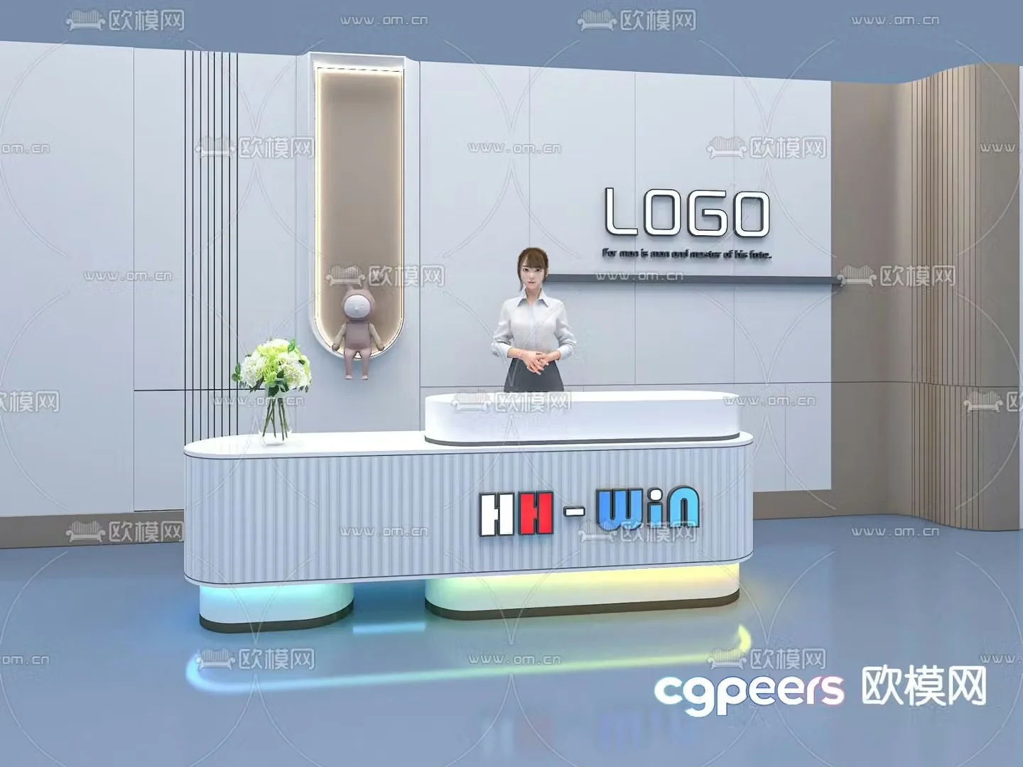 Activity bar reception desk service desk 3d model