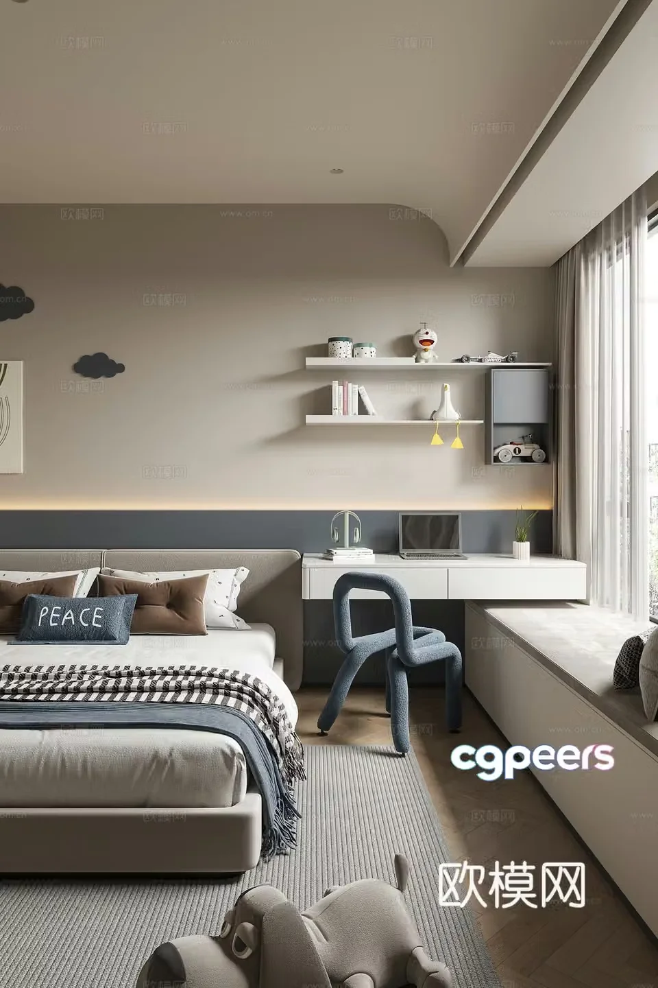 Modern boy room 3d model