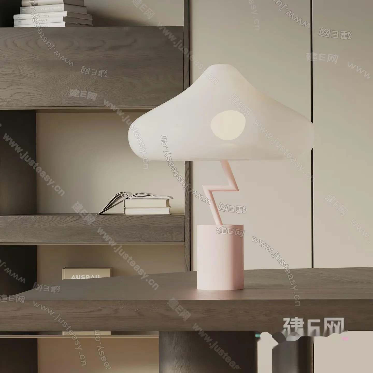 A Mushroom Lamp With A White Shade 3D Model – 14637 – VRAY Render