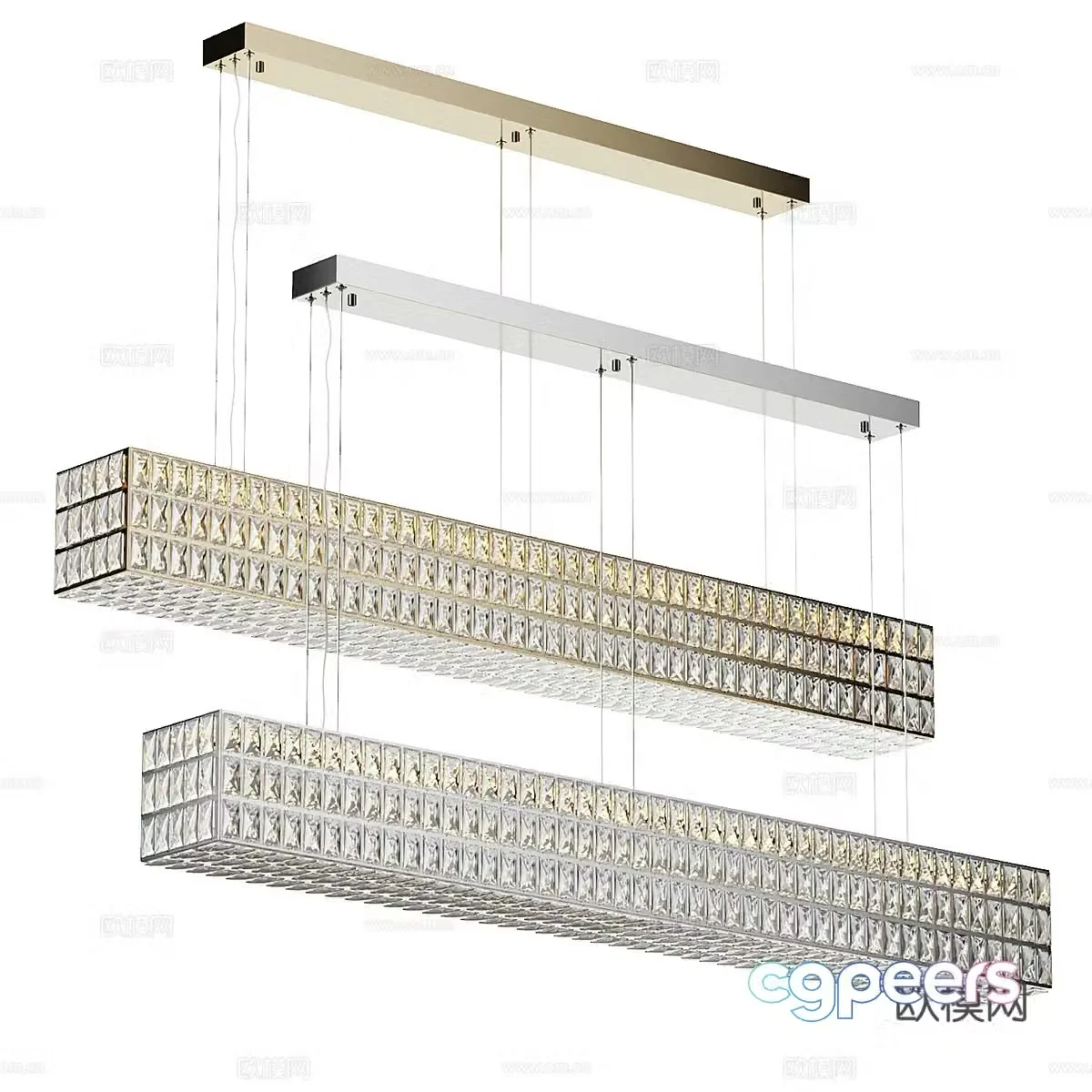 Light luxury crystal chandelier 3d model