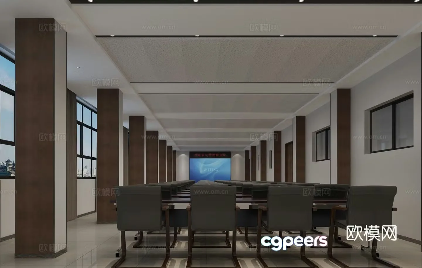 Modern minimalist conference room 3d model