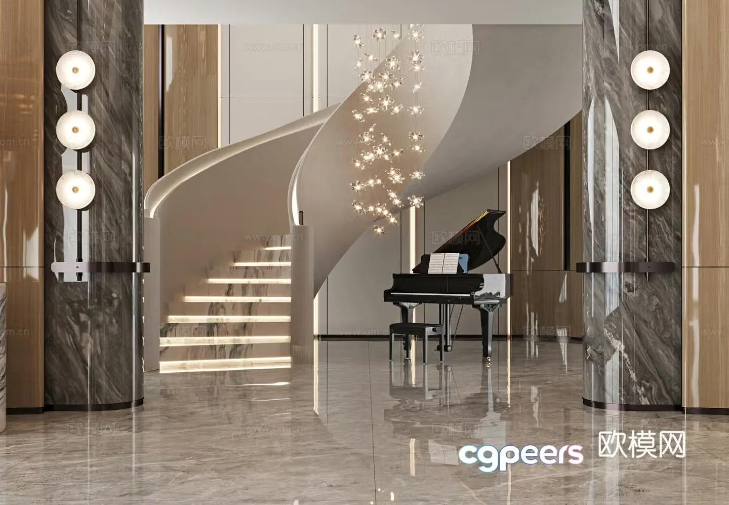 Modern stairwell 3d model