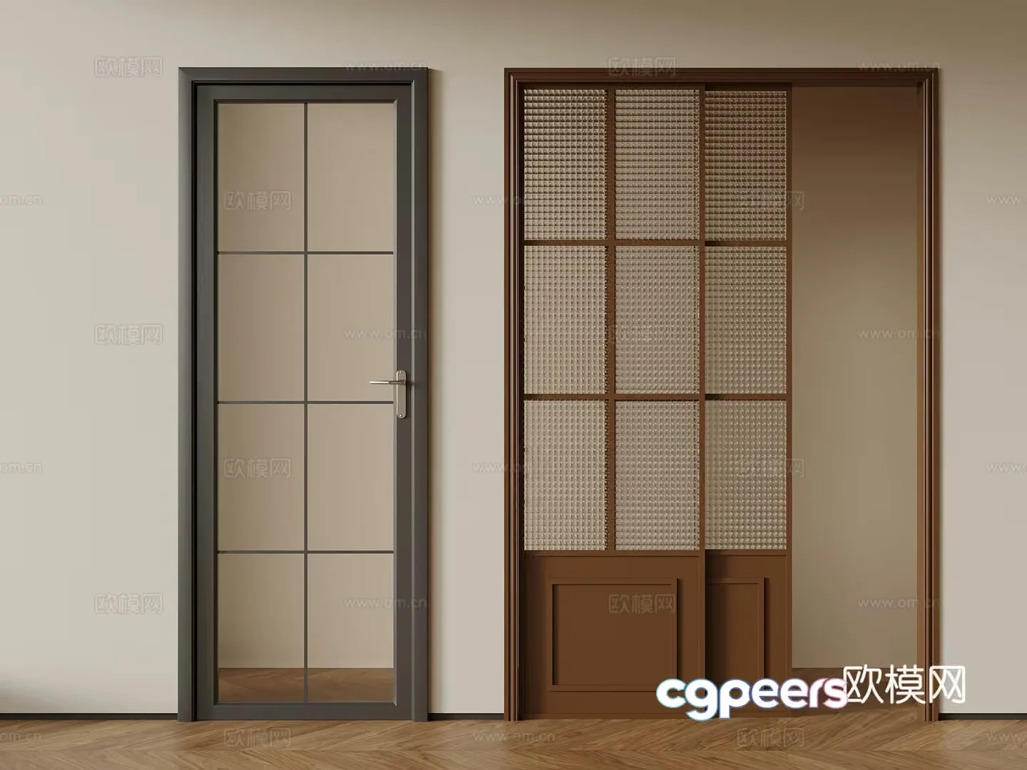 Modern Glass Door 3D Model – 9003 – VRAY Render