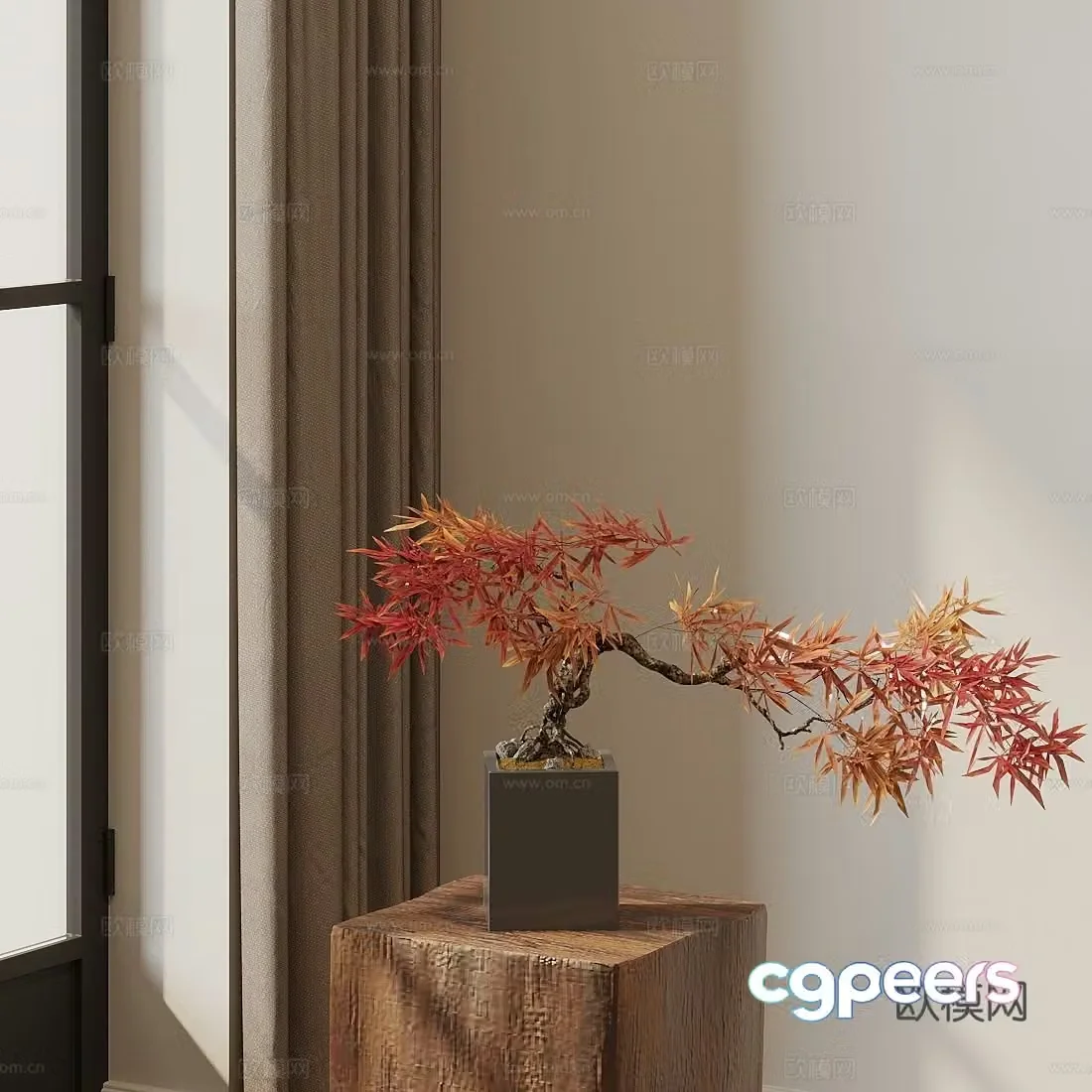 New Chinese style bonsai Red maple bonsai Plant 3D model