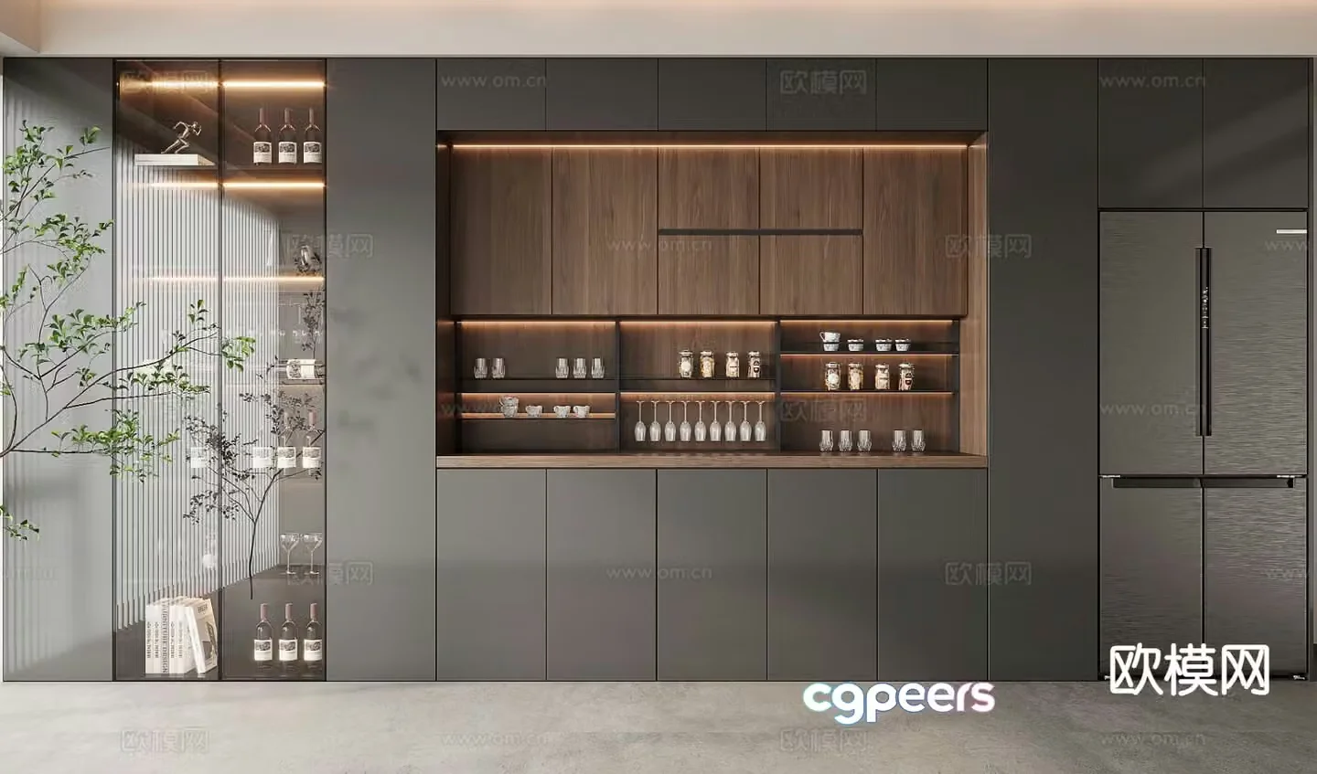 Italian wine cabinet sideboard 3d model