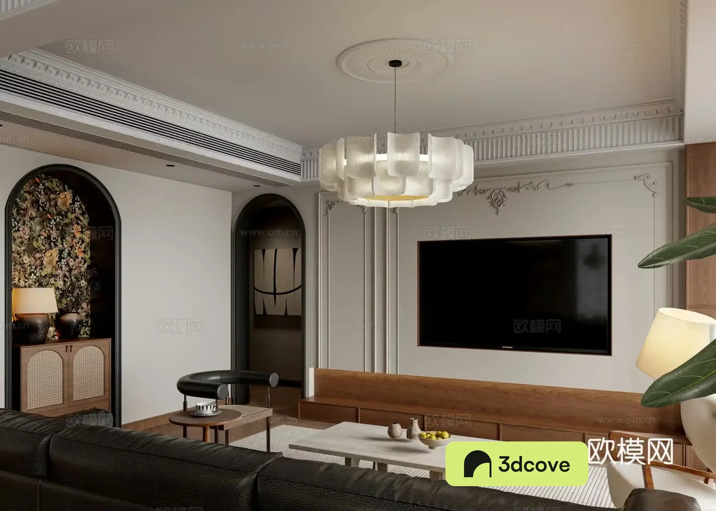 Middle-aged living room 3d model