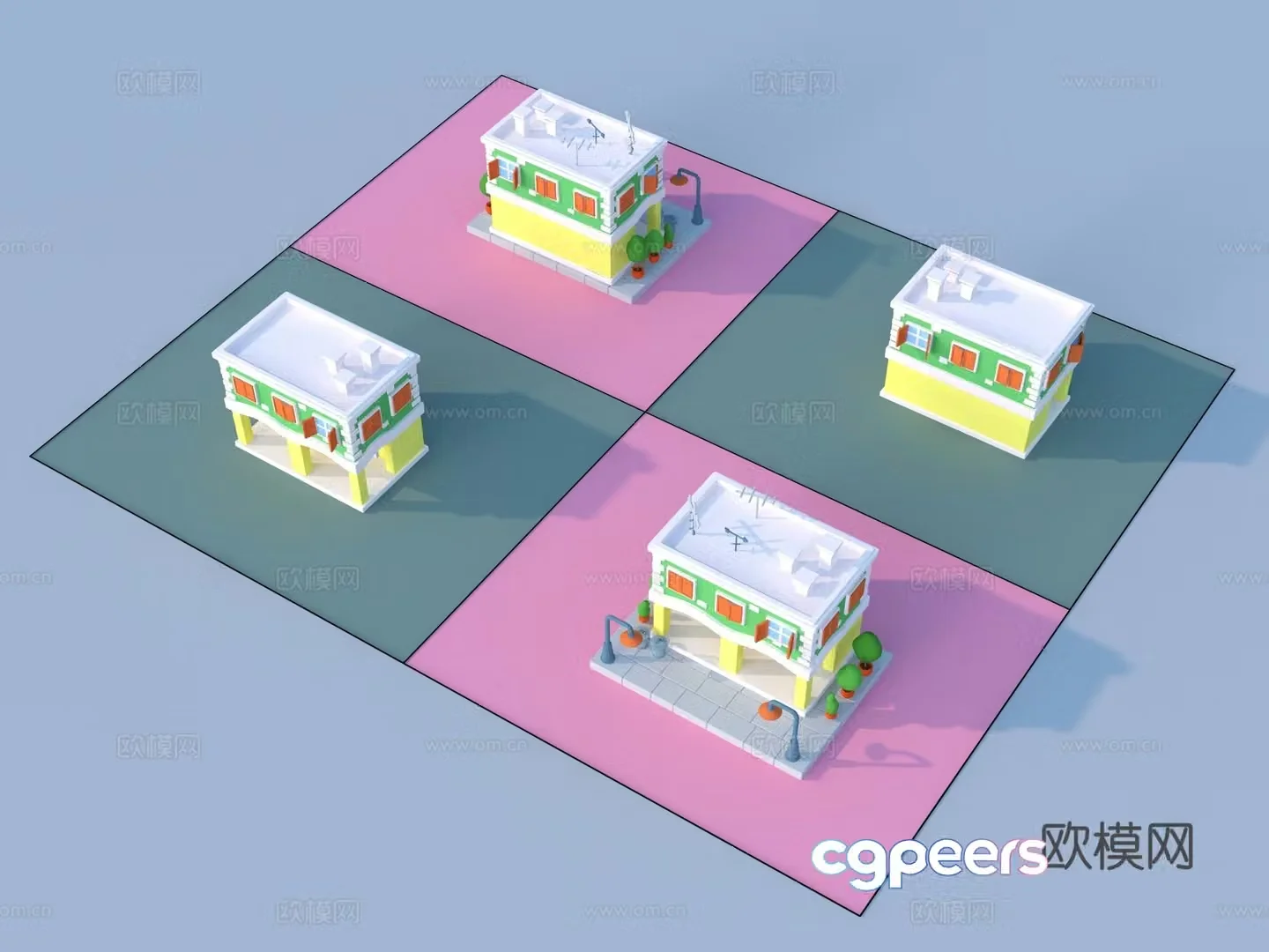 Modern cartoon toys architectural sketch 3d model