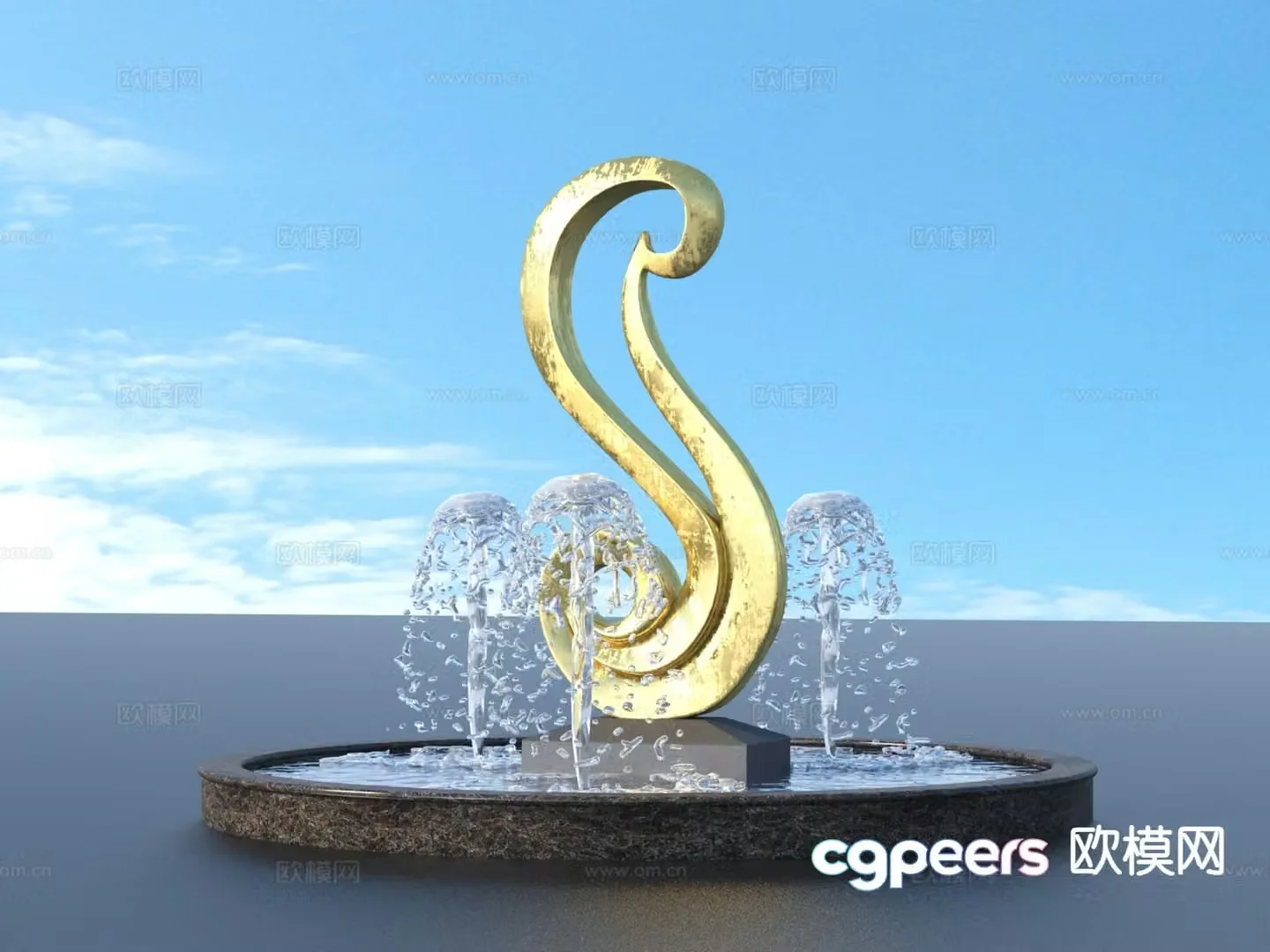 urban sculpture waterscape landscape sculpture 3d model