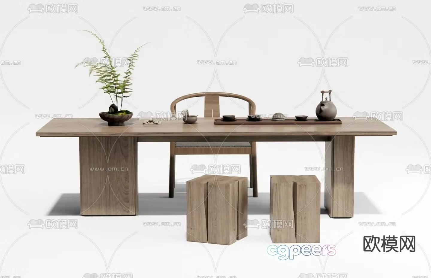 New Chinese style tea table tea table 3d model