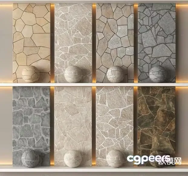 Modern Stone Wall 3D Model – 6431 – VRAY Render