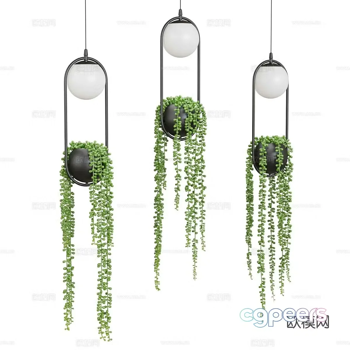 Creative chandelier green plant chandelier 3d model