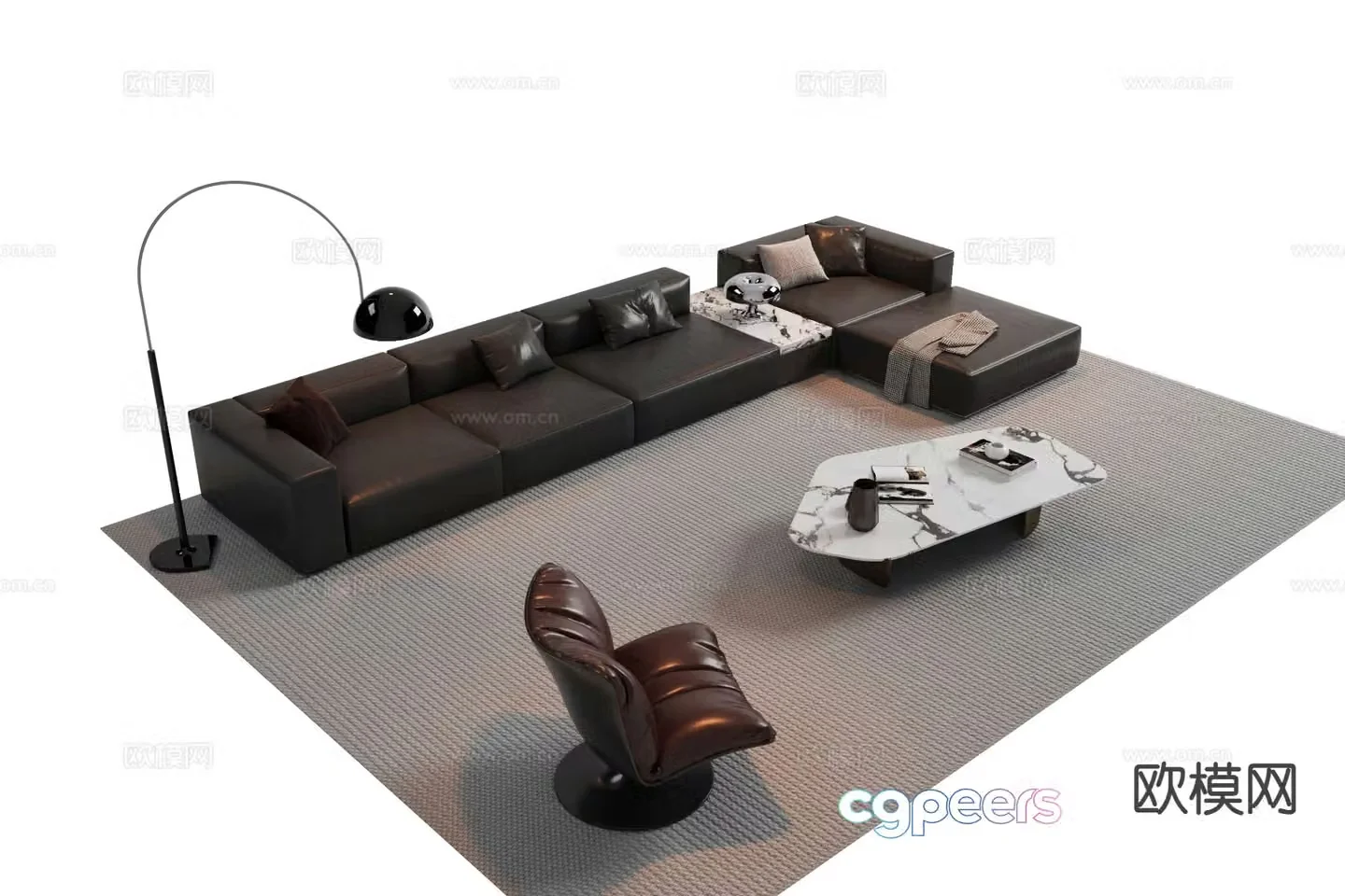 Italian sectional sofa 3d model