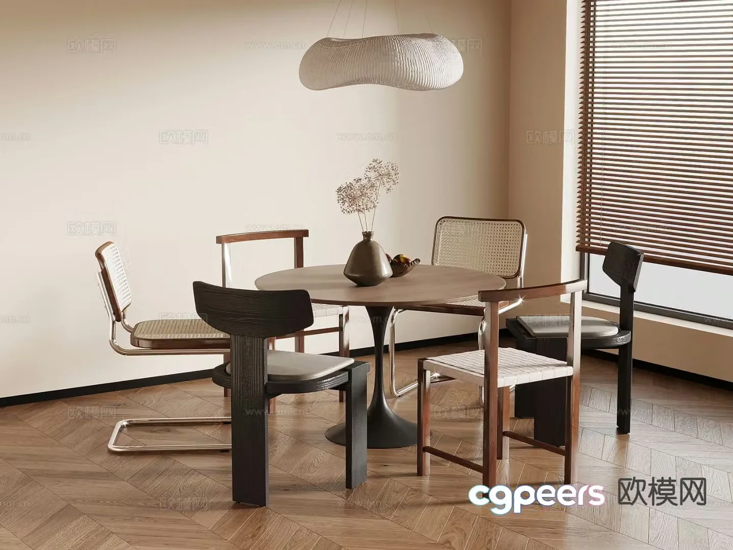 Medieval style dining table and chairs 3d model