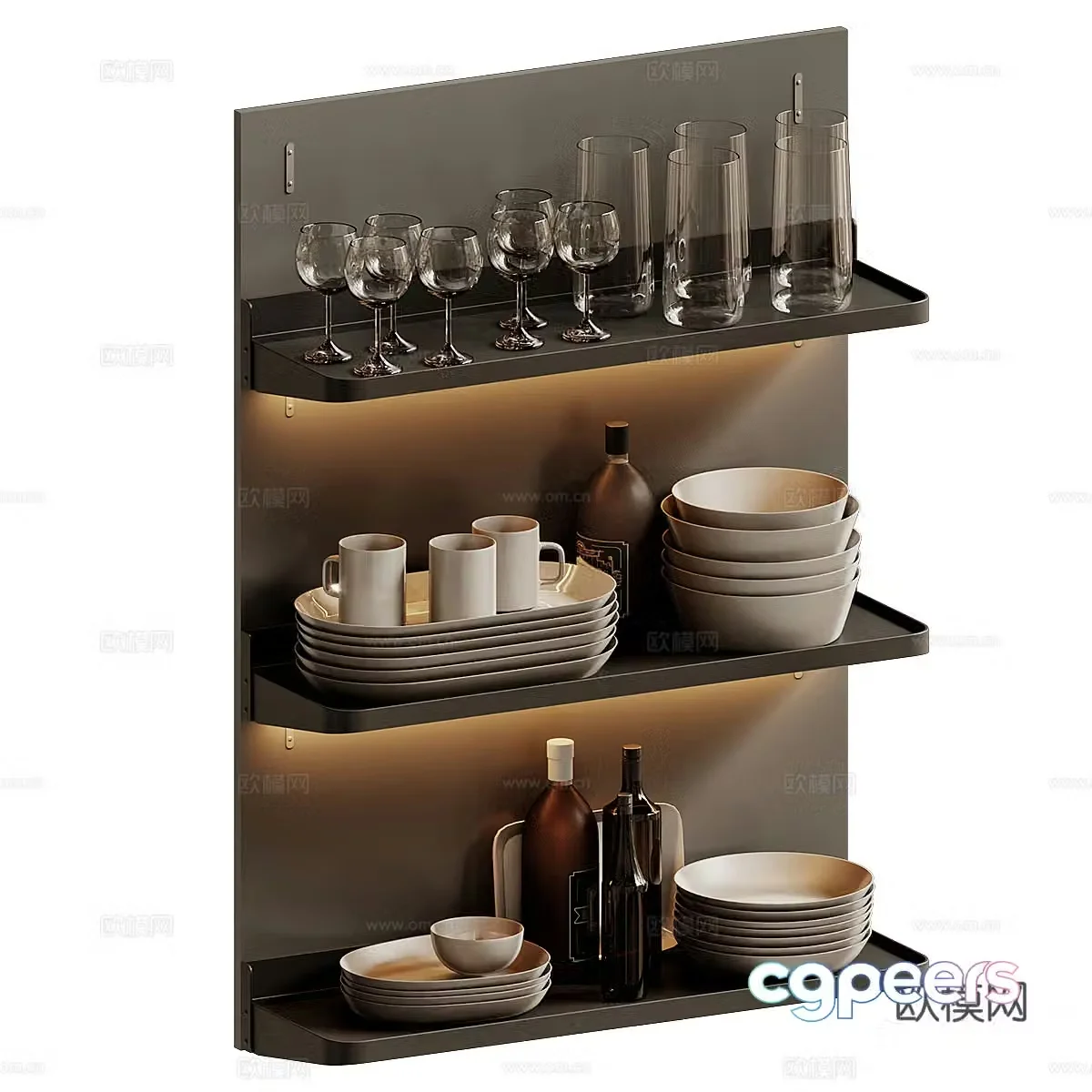 New Chinese style light luxury tableware kitchen utensils 3D model