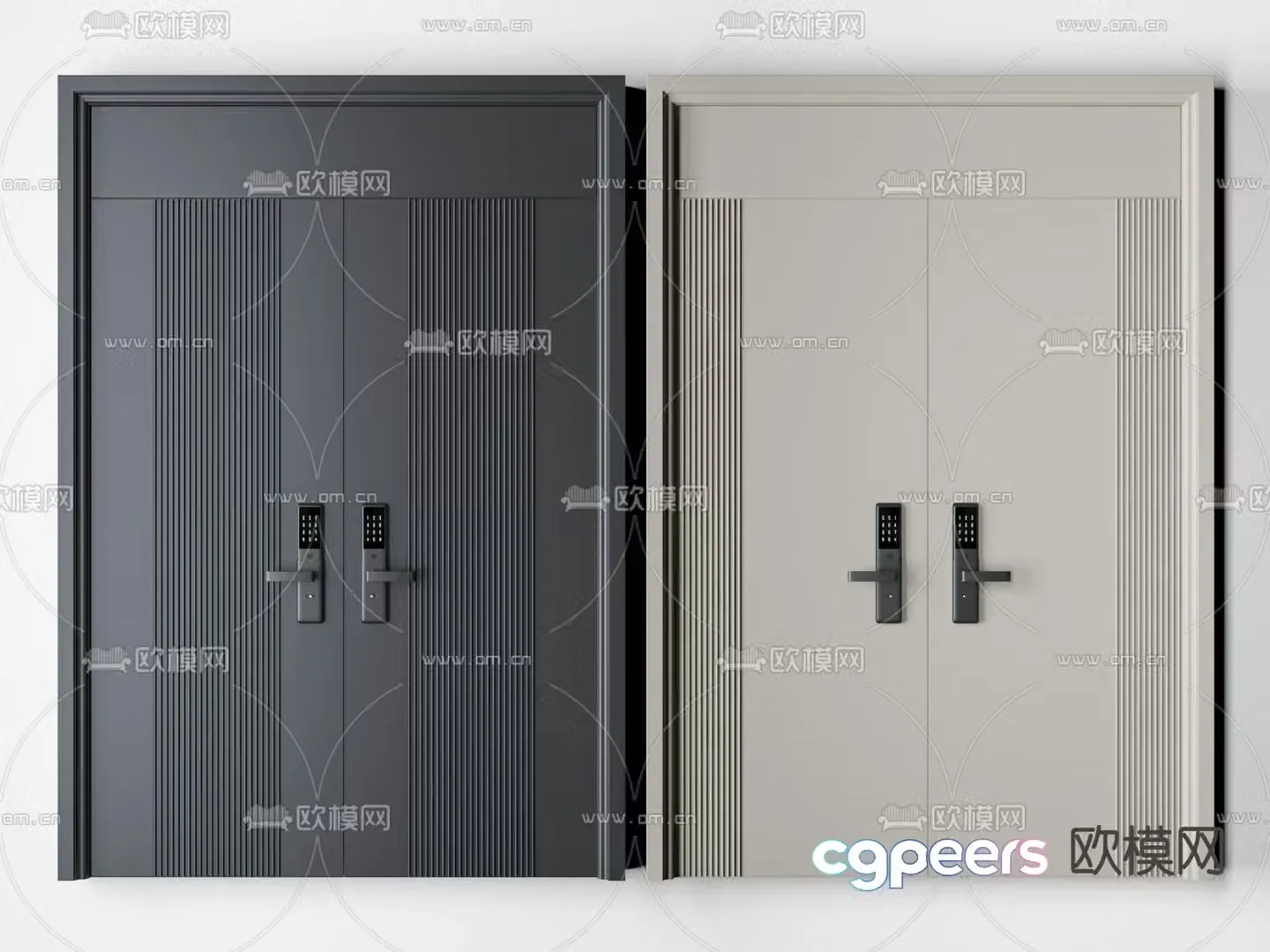 Modern double door security door 3d model