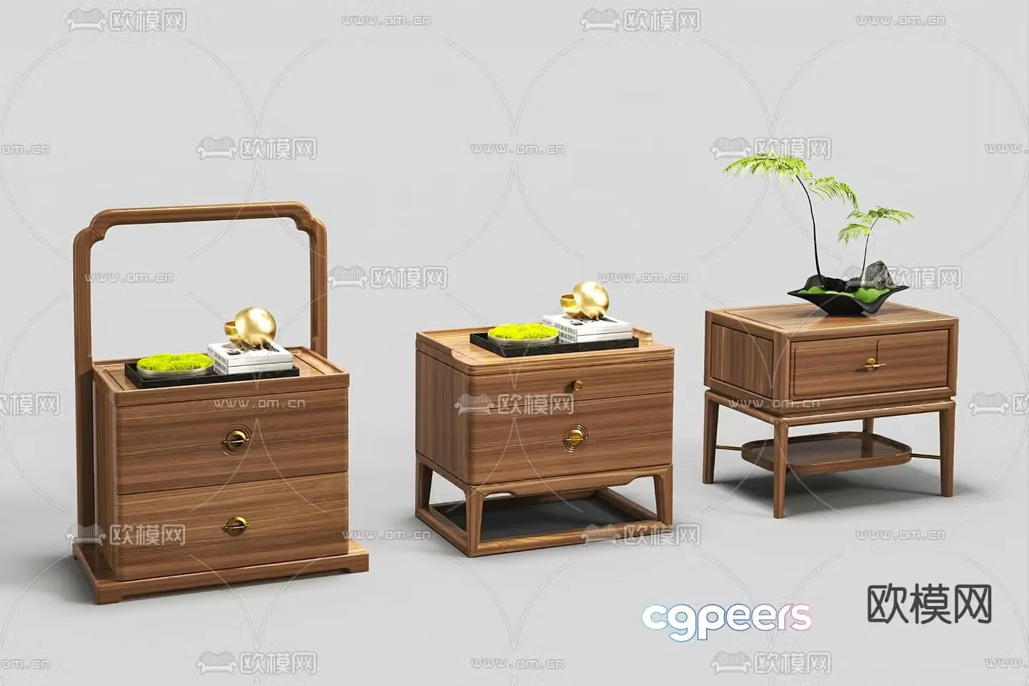 New Chinese style bedside table 3d model