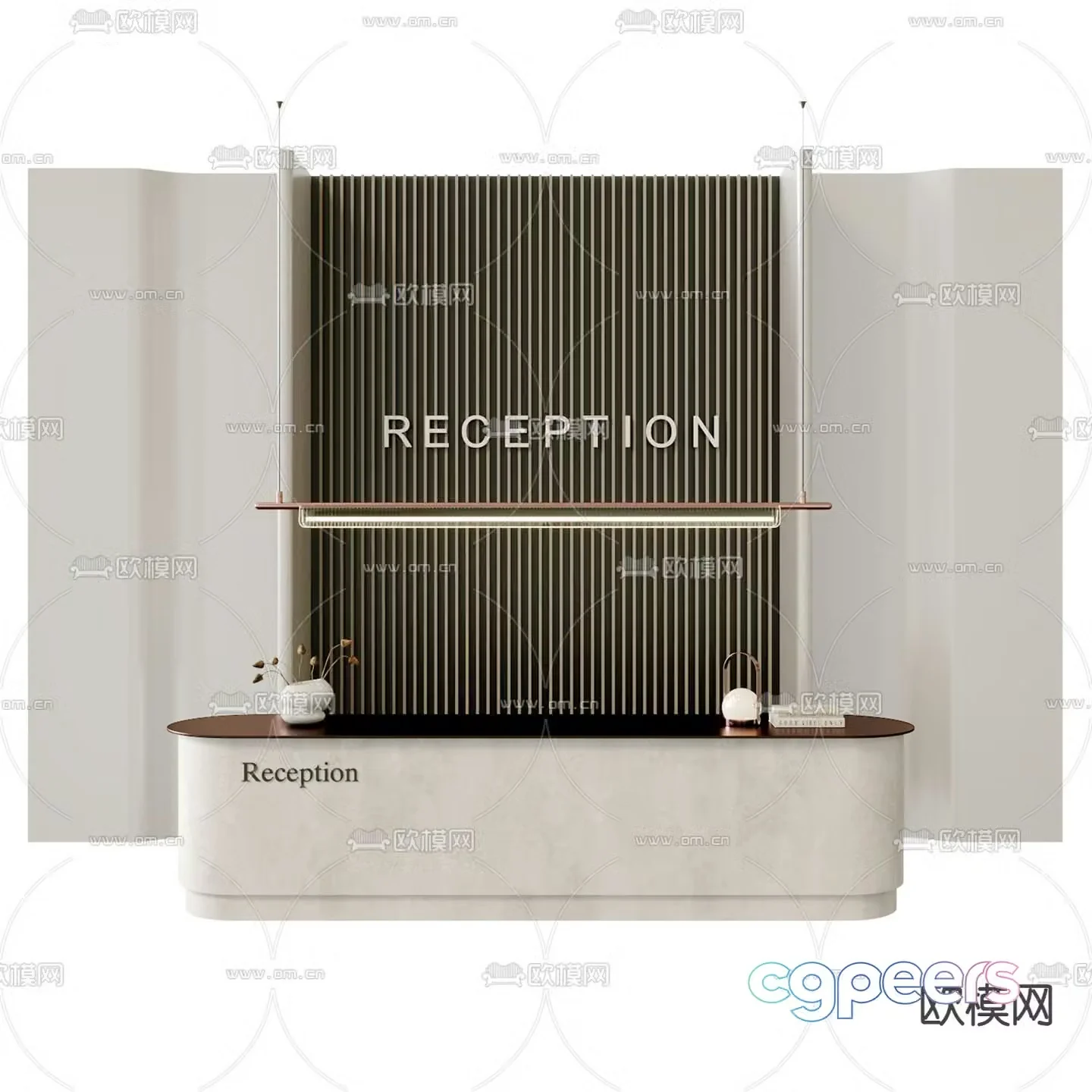 Front desk reception desk service desk 3d model