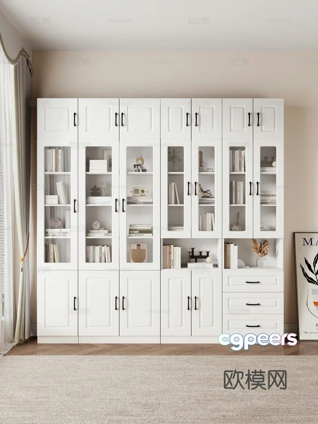 Bookcase Shelf Wardrobe Display Cabinet 3D Model