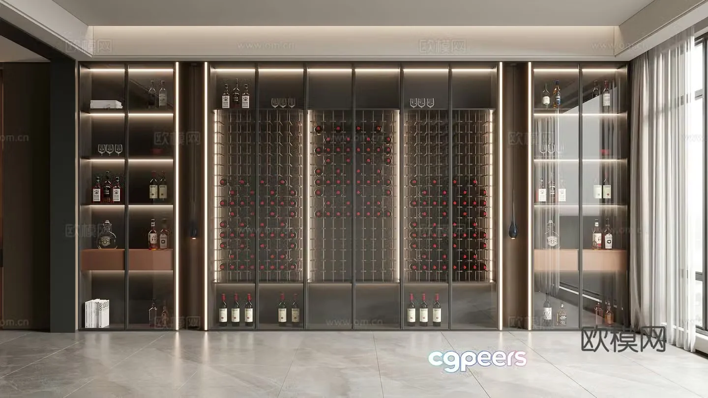 Modern light luxury wine cabinet 3D model