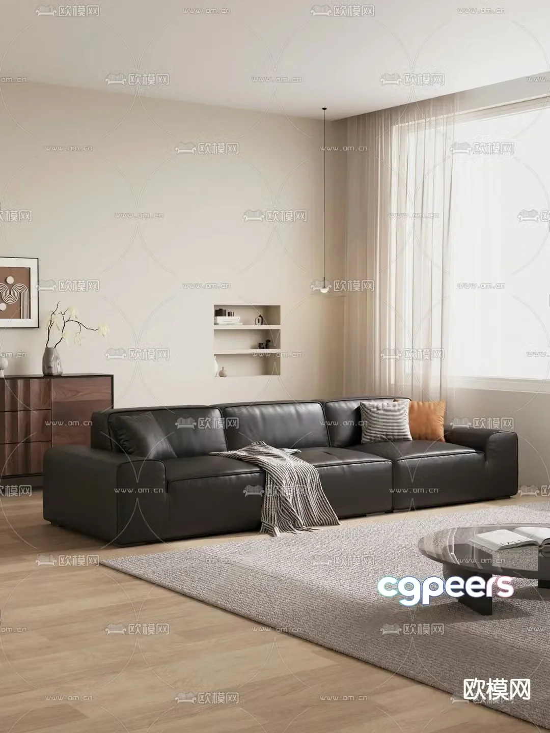 Medieval style double sofa leather sofa 3d model