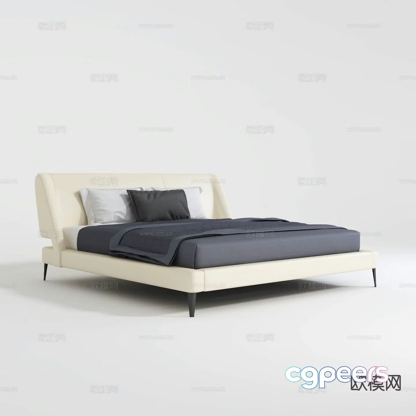 Italian double bed 3d model