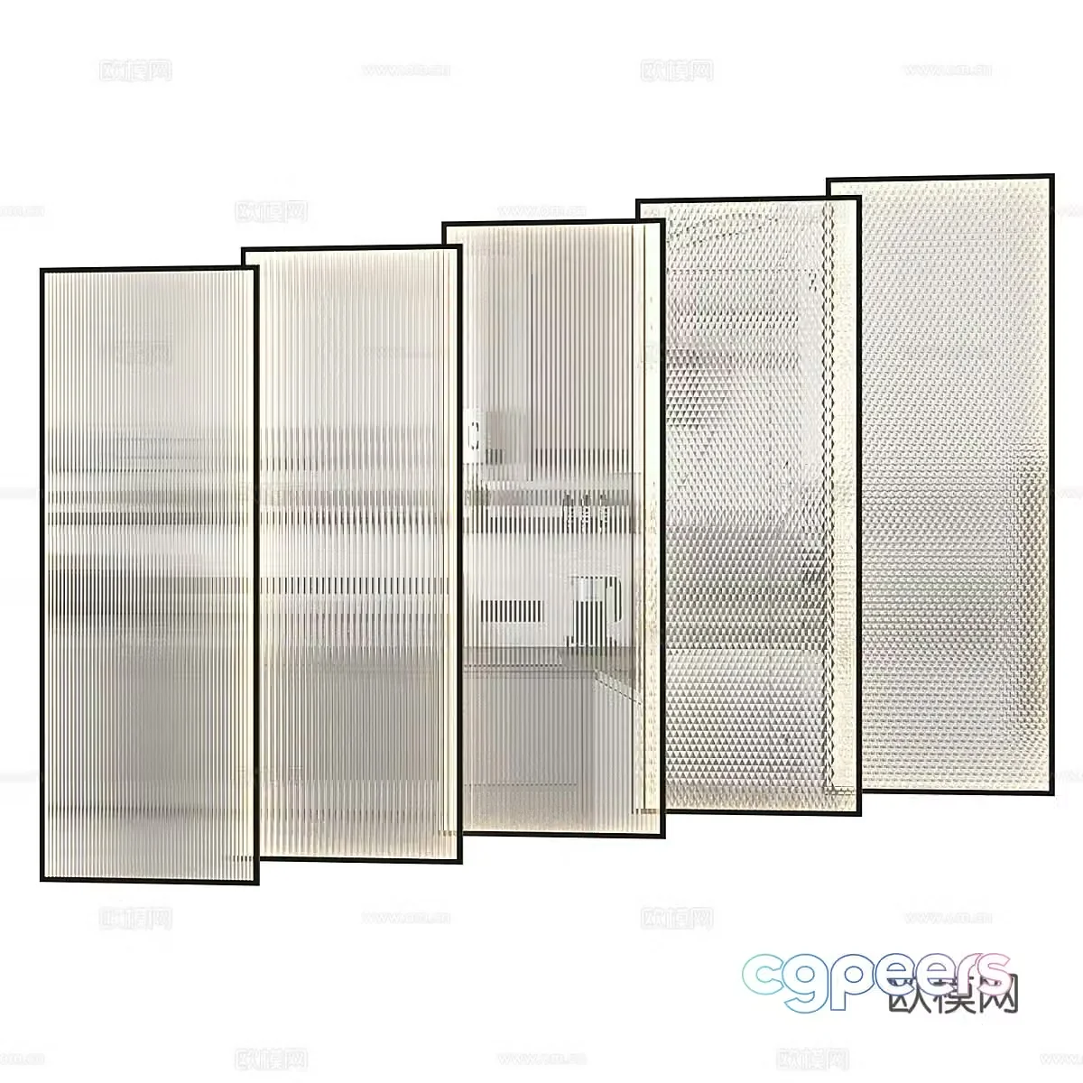 Modern Italian minimalist luminous glass grooved glass 3d model