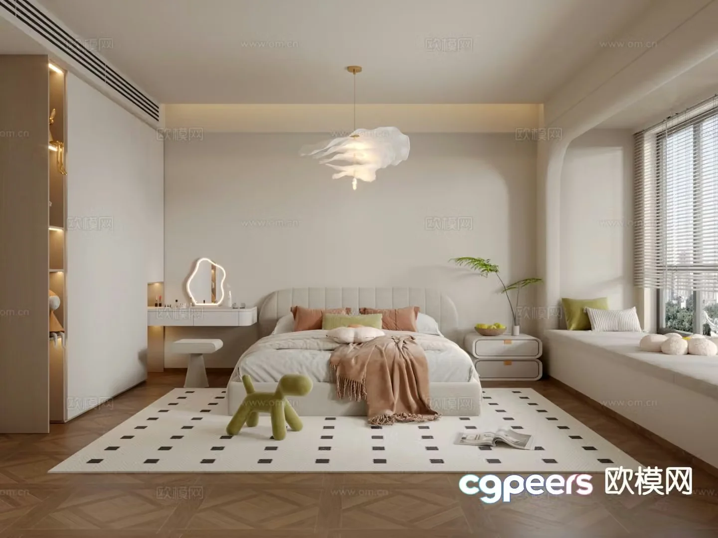 Cream style bedroom master bedroom 3d model