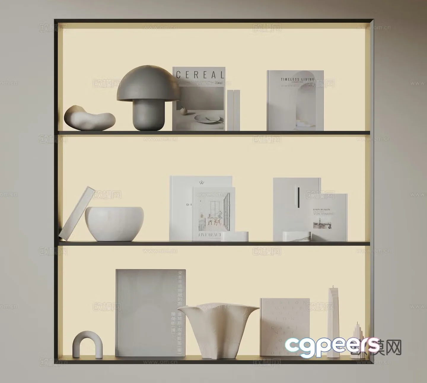 Modern ornament combination Minimalist ornament sculpture Books and books Vase ceramic 3d model