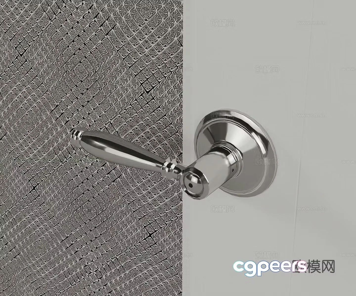 Modern door lock metal handle 3d model