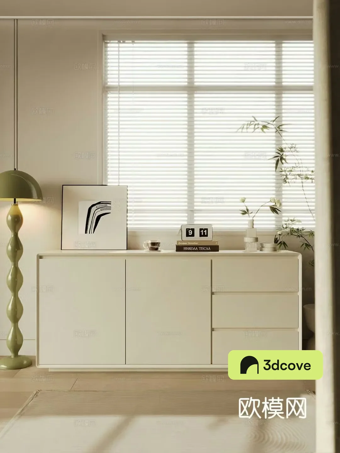 Cream style chest of drawers side cabinet