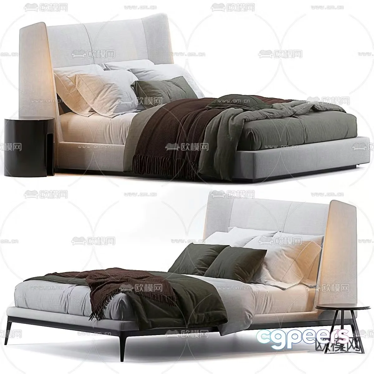 Modern double bed 3d model