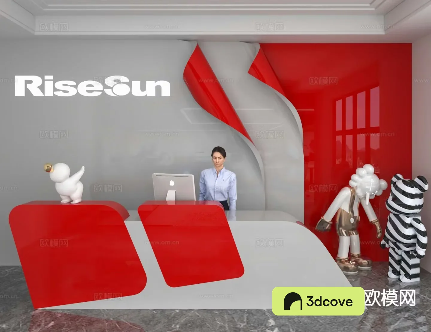 Modern front desk reception desk information desk office background