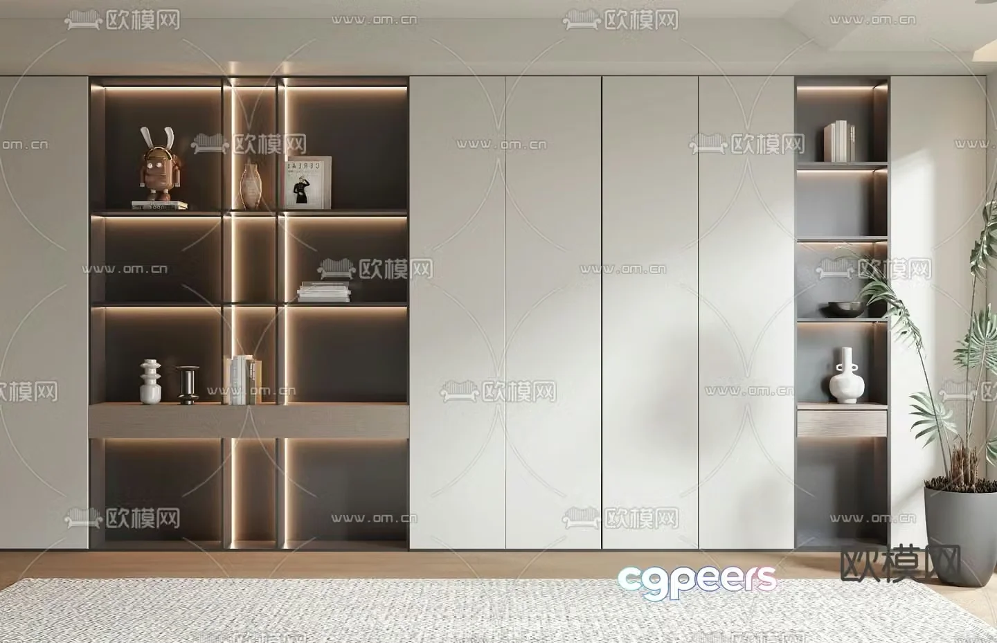 Modern bookcase decorative cabinet 3d model