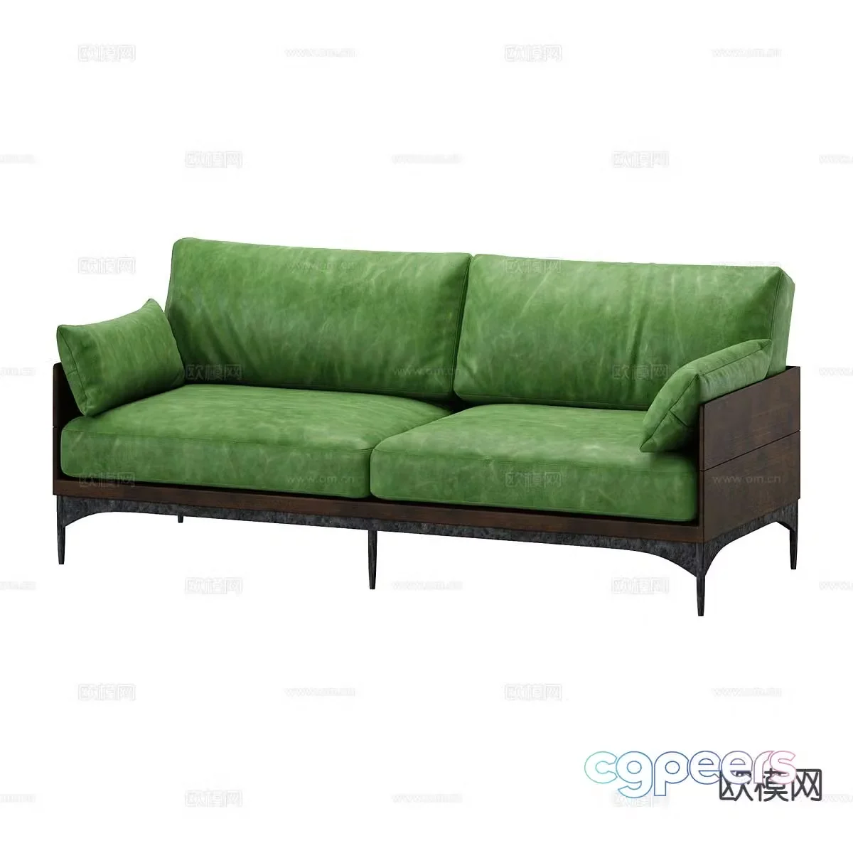 Modern double sofa green sofa 3d model