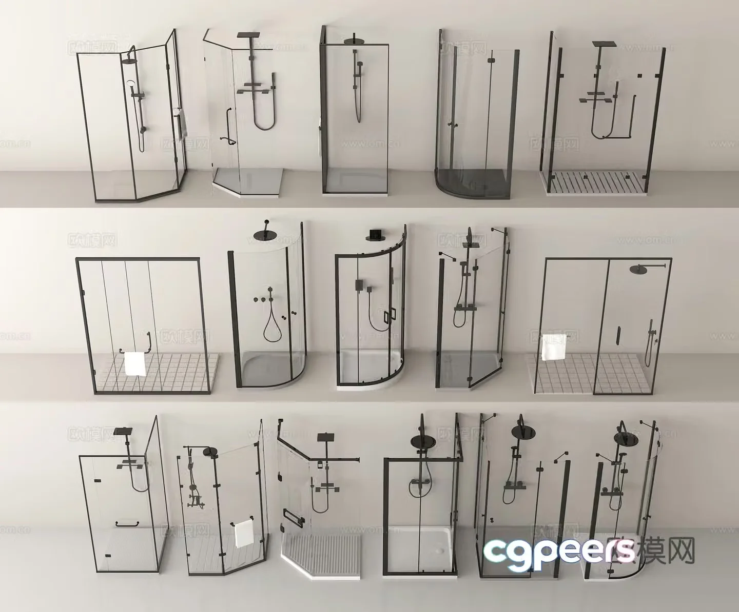 Shower room shower room shower partition 3d model