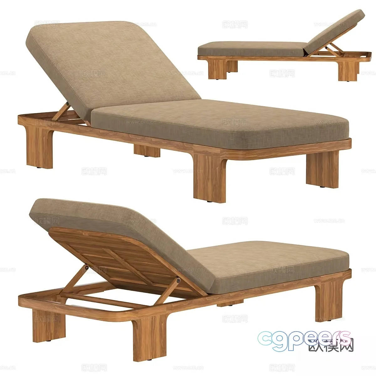A Wooden Chaise Lounge 3D Model – 16122 – VRAY Render