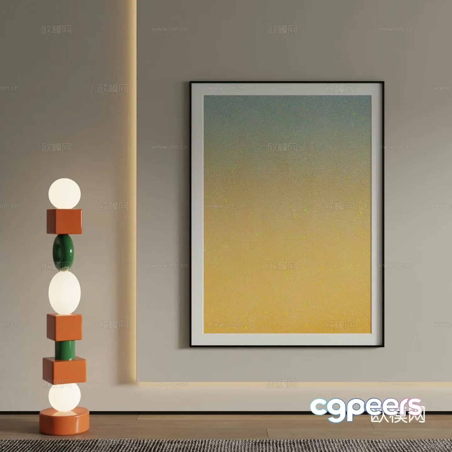 Modern decorative painting Gradient color hanging painting 3d model