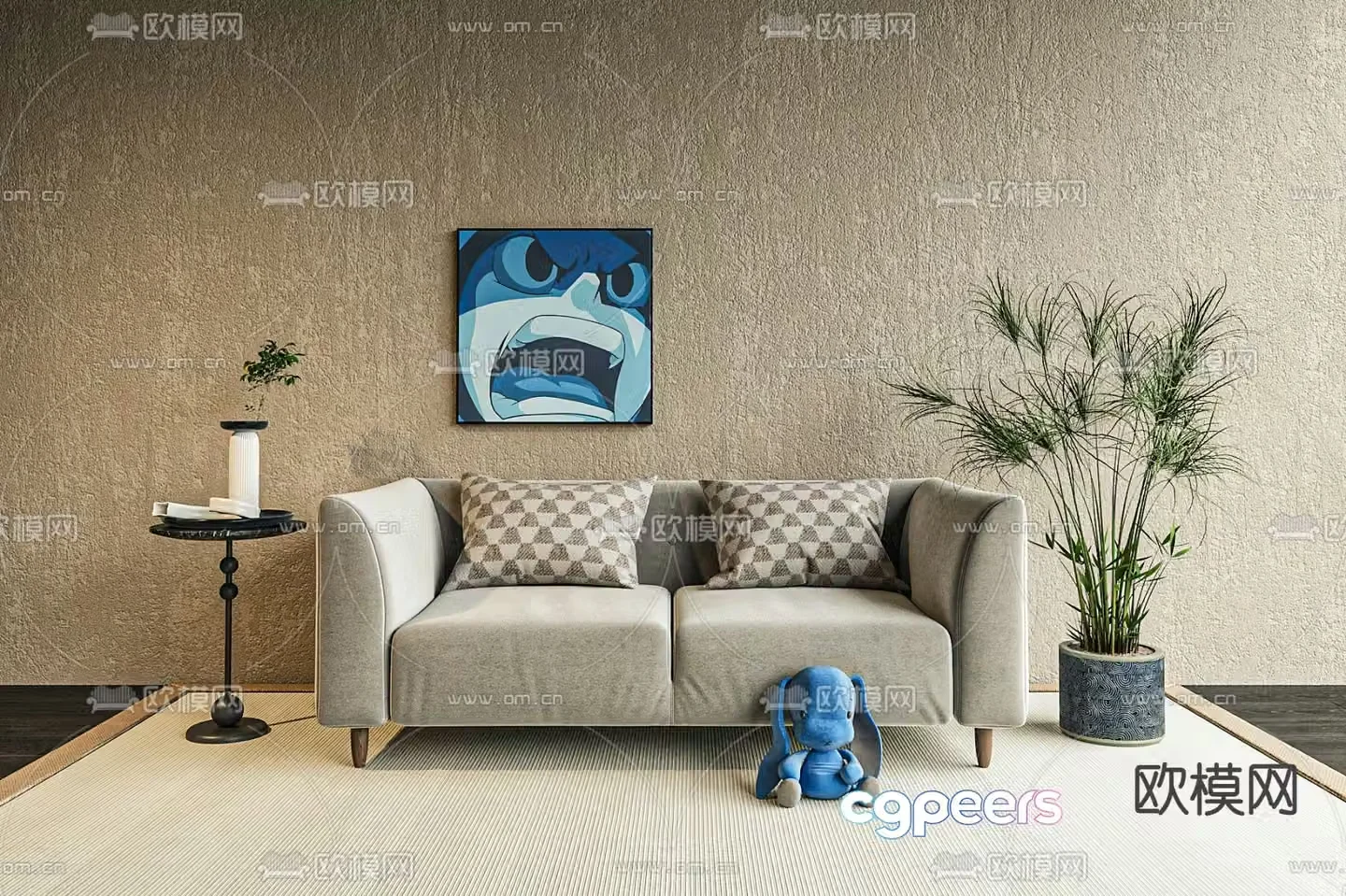 Minotti modern fabric lounge sofa 3d model