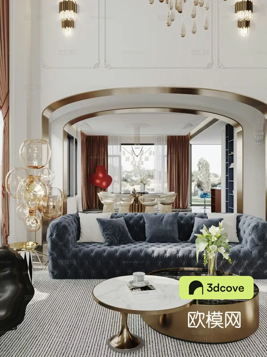 Light luxury living and restaurant